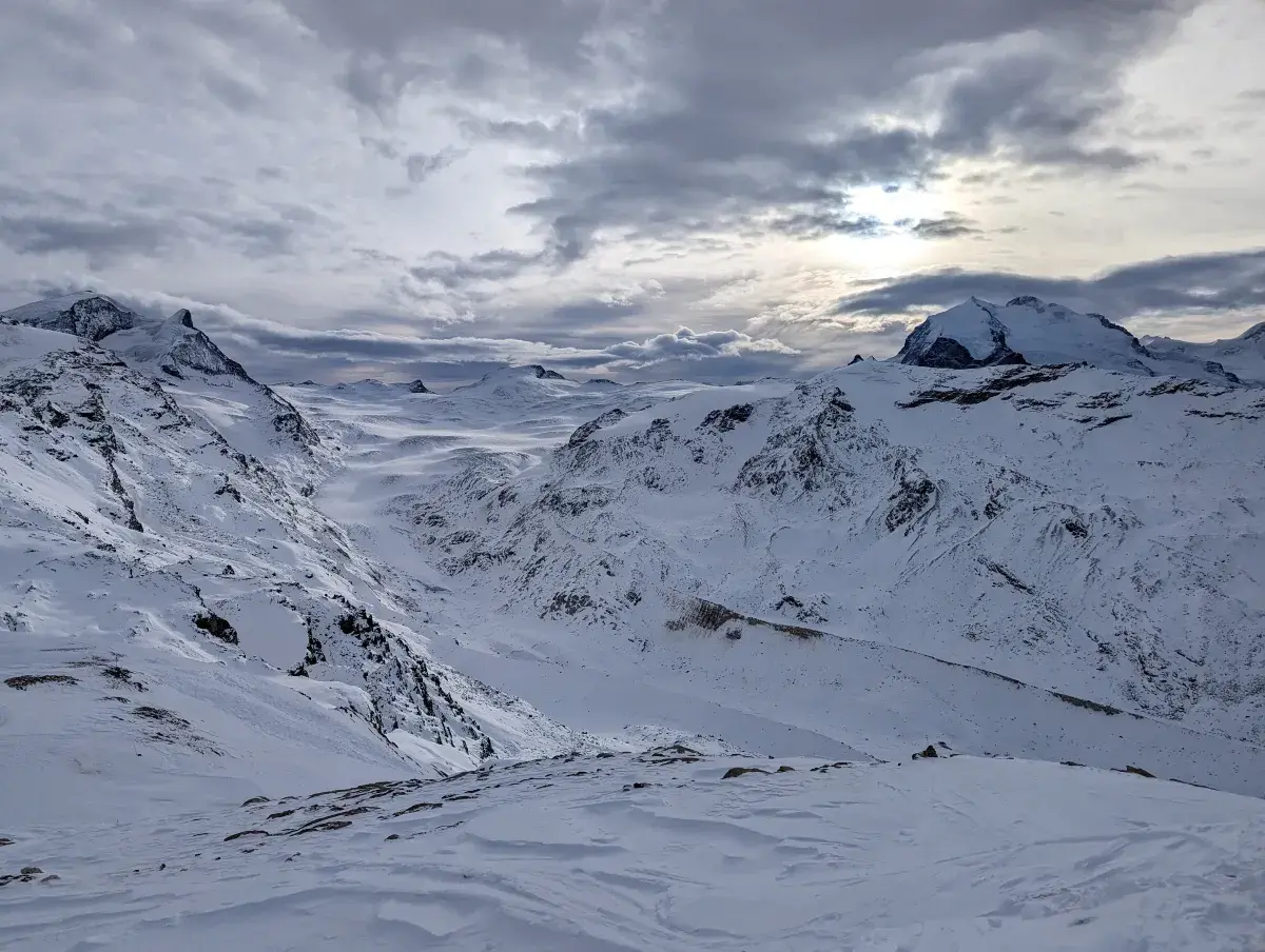 Findelgletscher und Monte Rosa Massiv vom Matterhorn Aussichtspunkt am Rothorn