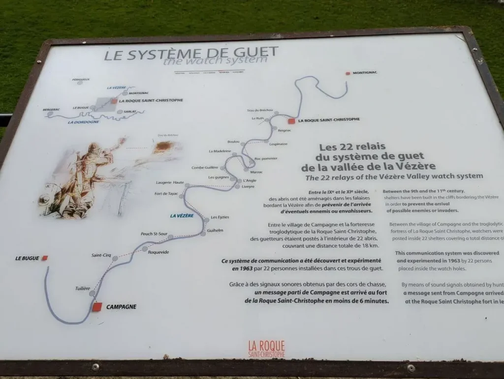 Infotafel in La Roque Saint-Christoph im Vezere Tal