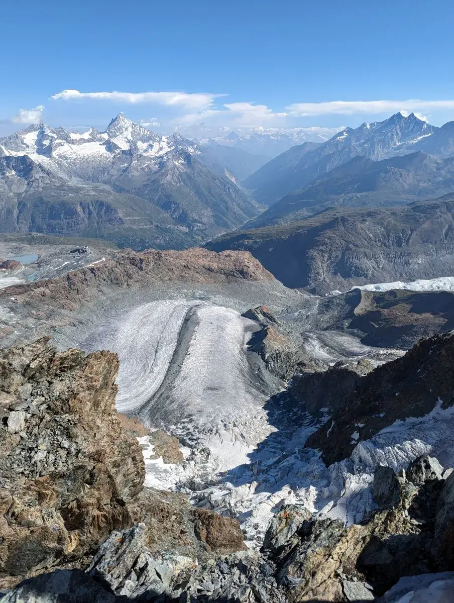 Blick vom Klein Matterhorn ins Mattertal