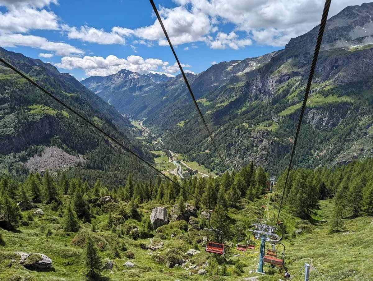 Blick ins obere Lystal vom Sessellift zum Punta Jolanda