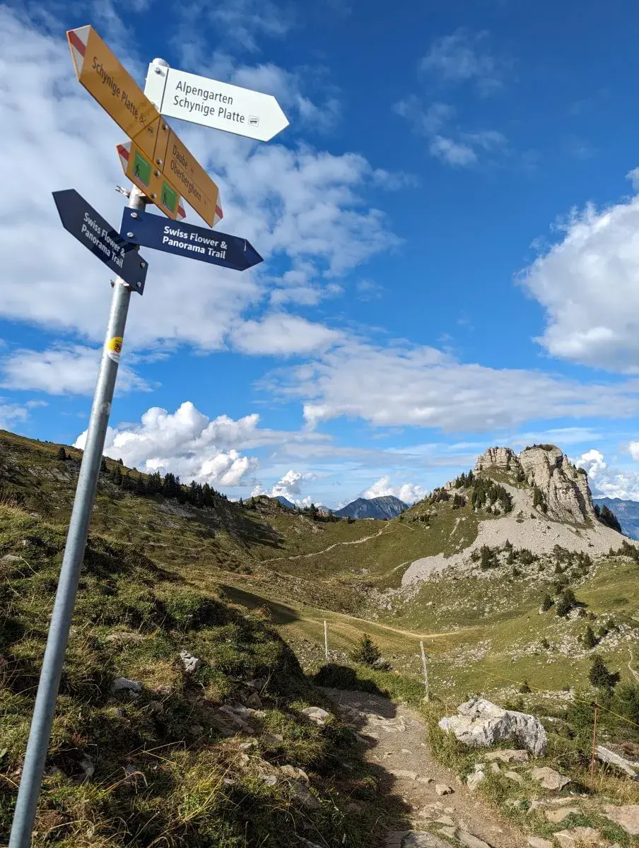 Wanderwegweiser auf der Schynige Platte Wanderung