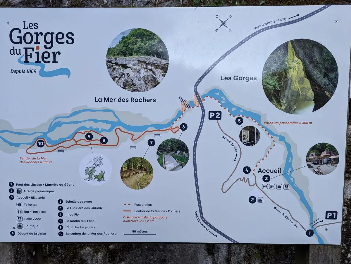 Hinweistafel und Überblick Hinweistafel über die Gorges du Fier