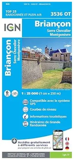 Briançon. Serre-Chevalier. Montgenèvre Wanderkarte