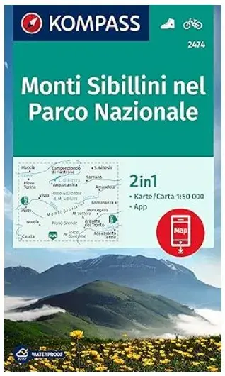 KOMPASS Wanderkarte 2474 Monti Sibillini nel Parco Nazionale 