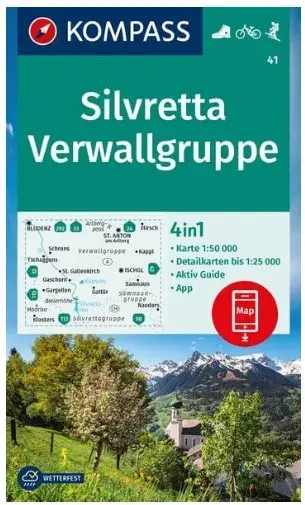 KOMPASS Wanderkarte 41 Silvretta, Verwallgruppe