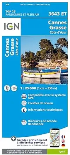 Wanderkarte Cannes - Grasse - Côte d`Azur