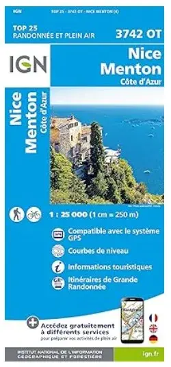 Wanderkarte Nice - Menton - Côte d'Azur