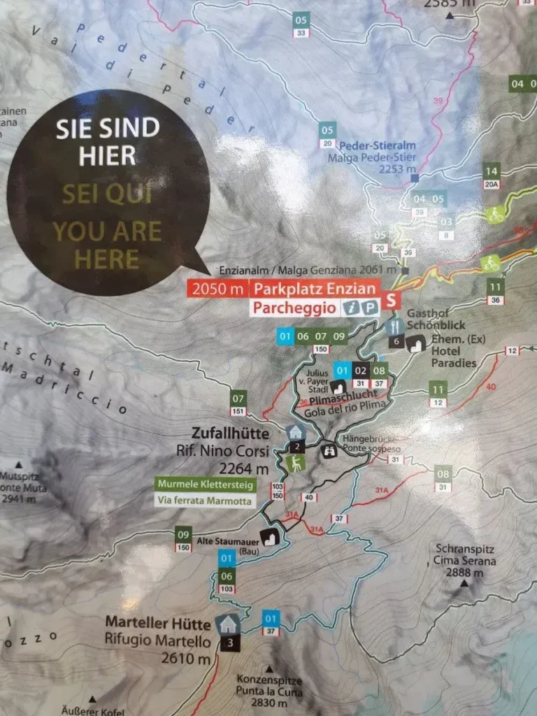 Wanderkarte Martelltal an der Enzianhütte